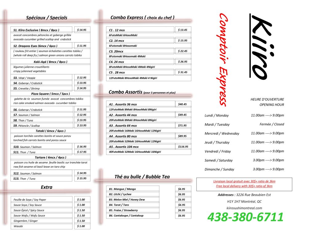 Kairo Ranchi Menu Kiiro Sushi